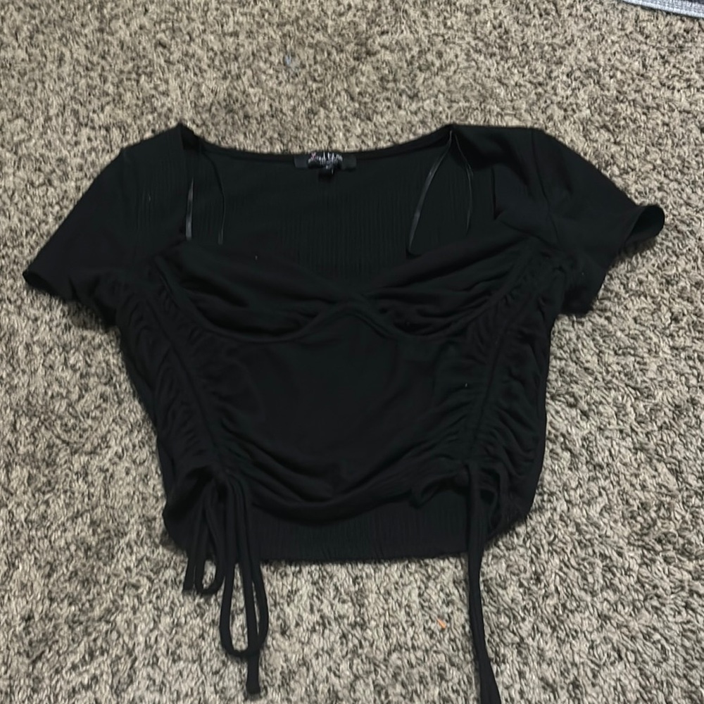 Black Ruched Crop Top